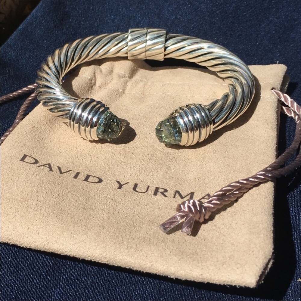 David Yurman hinged 10mm prasiolite cuff bracelet